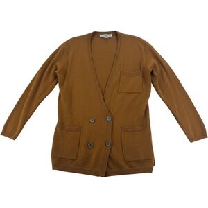 White Wheeler & Martha Cardigan Womens Medium Sweater Brown Wool Double Breasted